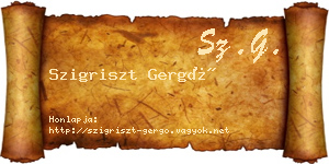 Szigriszt Gergő névjegykártya